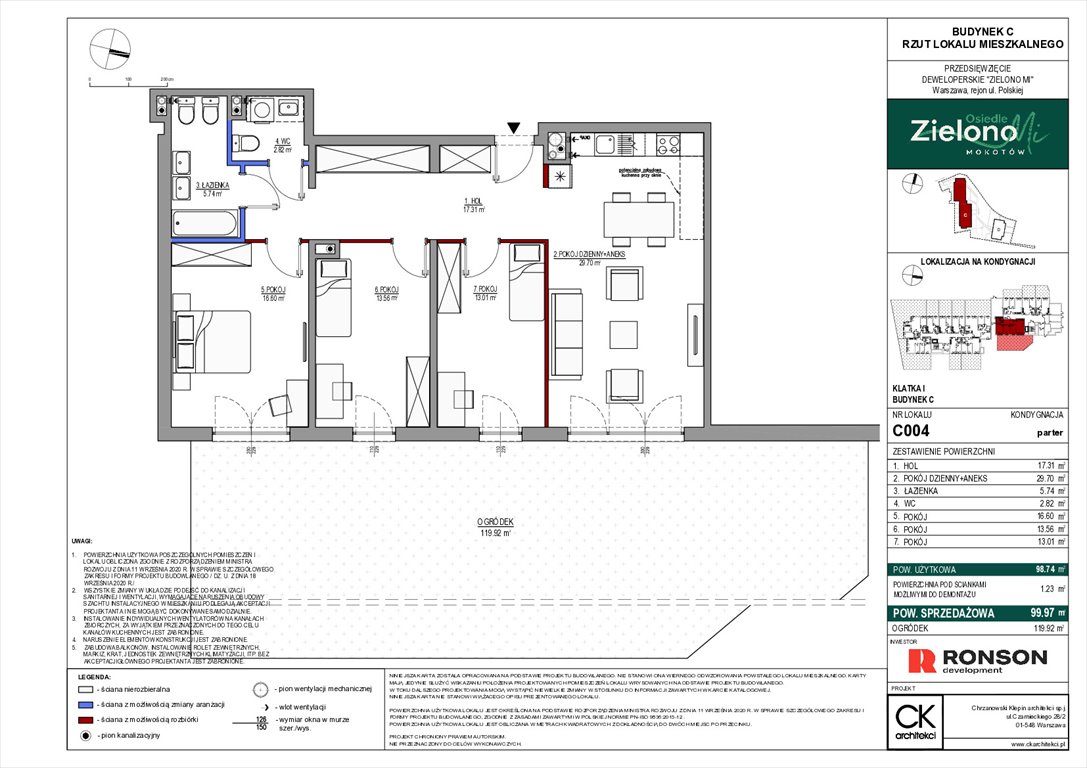 Nowe mieszkanie czteropokojowe  Zielono Mi Warszawa, Mokotów, ul. Polska 10  99m2 Foto 1