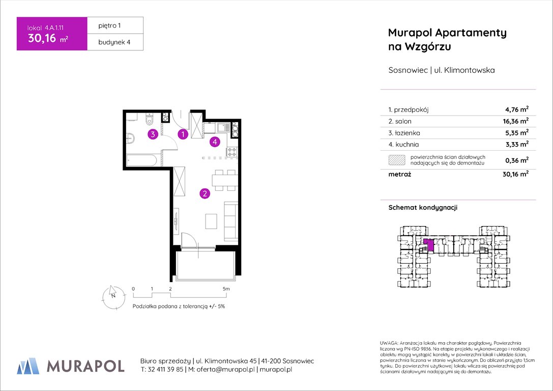 Nowa kawalerka Murapol Apartamenty na Wzgórzu Sosnowiec, ul. Klimontowska  30m2 Foto 1