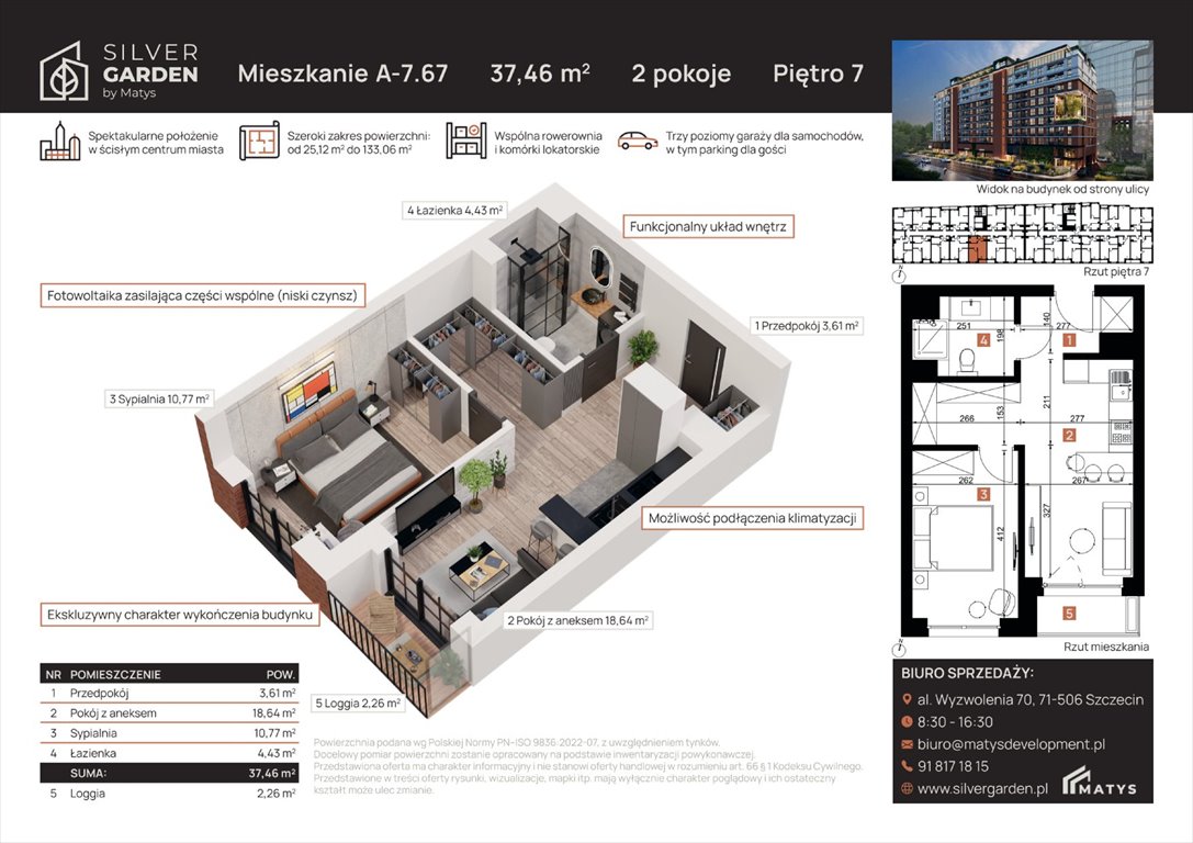 mieszkanie na sprzedaż 37m2 mieszkanie Szczecin, Centrum, al. Wyzwolenia 70 / ul. Staszica 21
