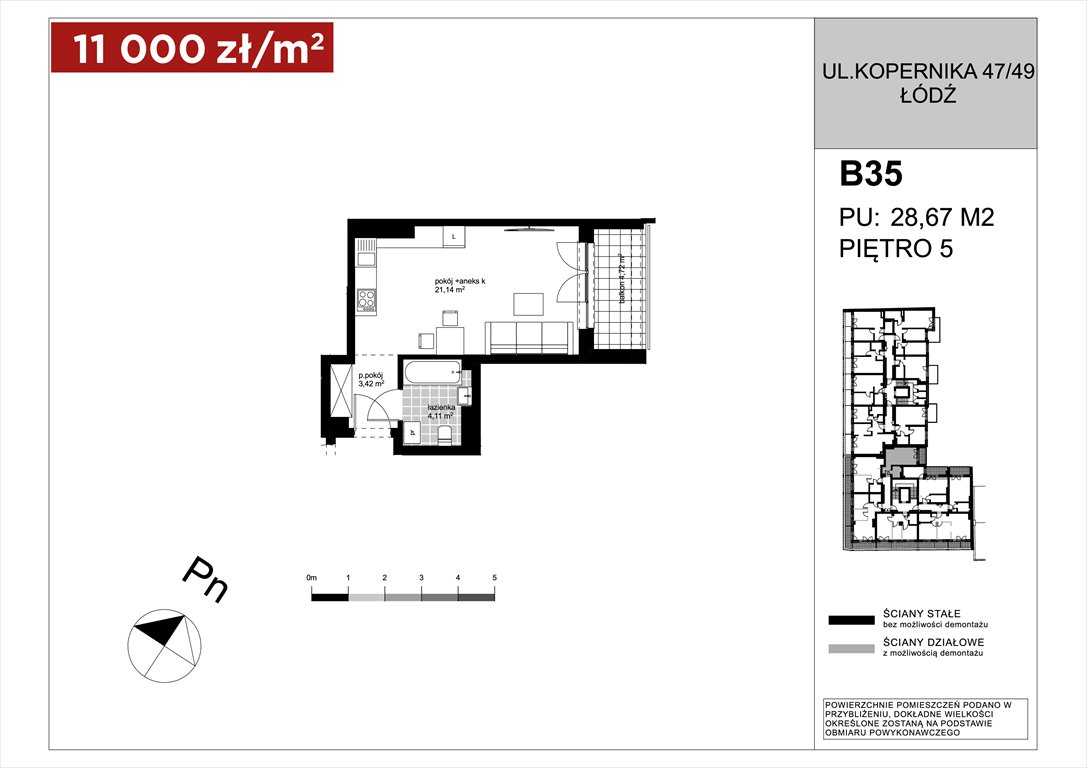 Nowa kawalerka APARTAMENTY KOPERNIKA ŁÓDŹ, Polesie, Kopernika 49/49A  29m2 Foto 1