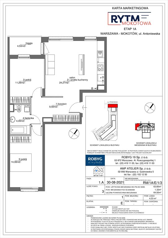 Nowe mieszkanie trzypokojowe Rytm Mokotowa Warszawa, Mokotów, Antoniewska  63m2 Foto 1