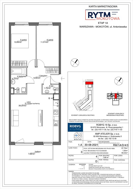 Nowe mieszkanie trzypokojowe Rytm Mokotowa Warszawa, Mokotów, Antoniewska 3B  68m2 Foto 1