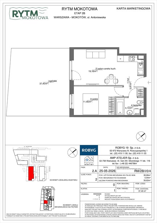 Nowe mieszkanie dwupokojowe Rytm Mokotowa Warszawa, Mokotów, Antoniewska 3B  39m2 Foto 1