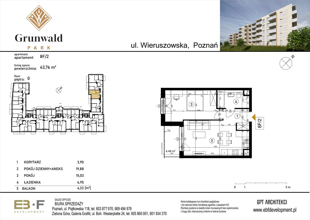 Nowe mieszkanie dwupokojowe Grunwald Park - ul. Wieruszowska 8 Poznań, Grunwald, Wieruszowska 8  44m2 Foto 1