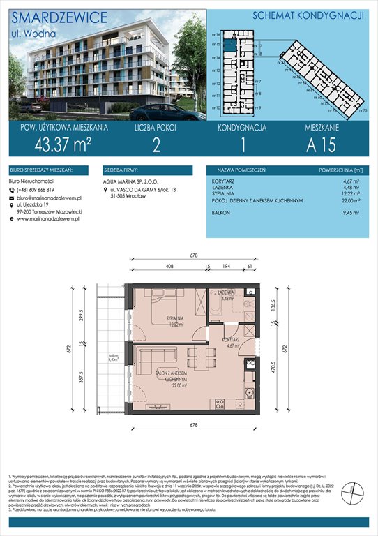 Nowe mieszkanie dwupokojowe AQUA MARINA SMARDZEWICE, WODNA  43m2 Foto 1