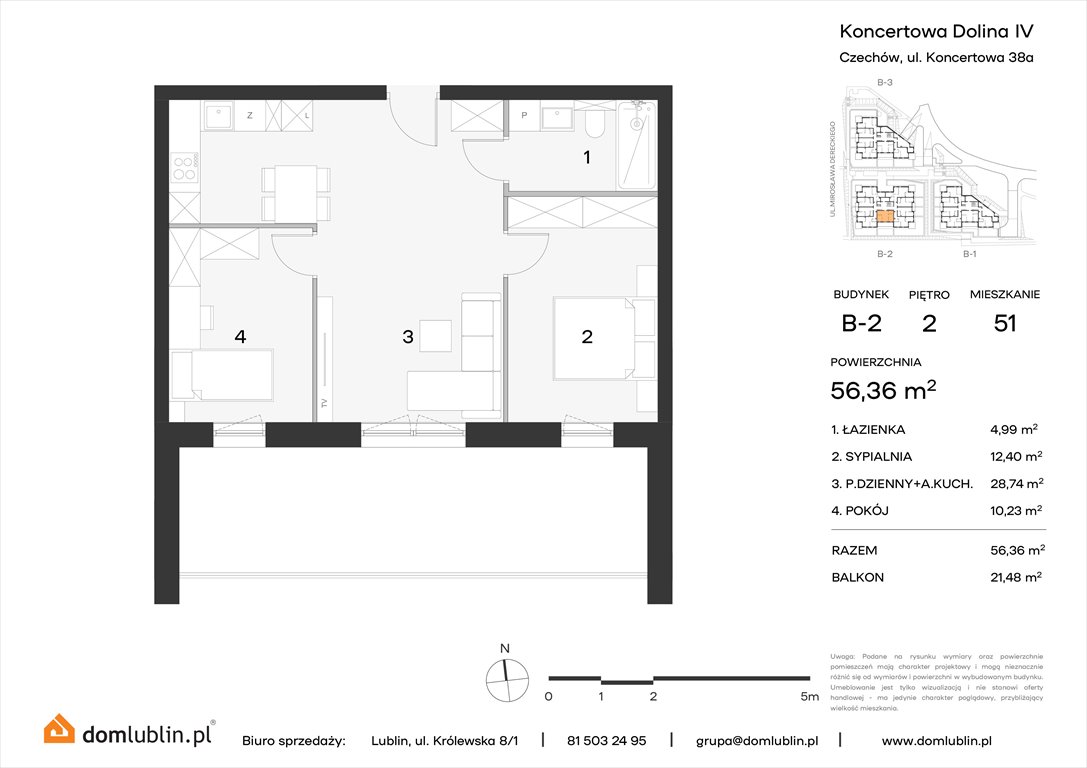 Nowe mieszkanie trzypokojowe Koncertowa Dolina Lublin, Choiny, Koncertowa  56m2 Foto 1