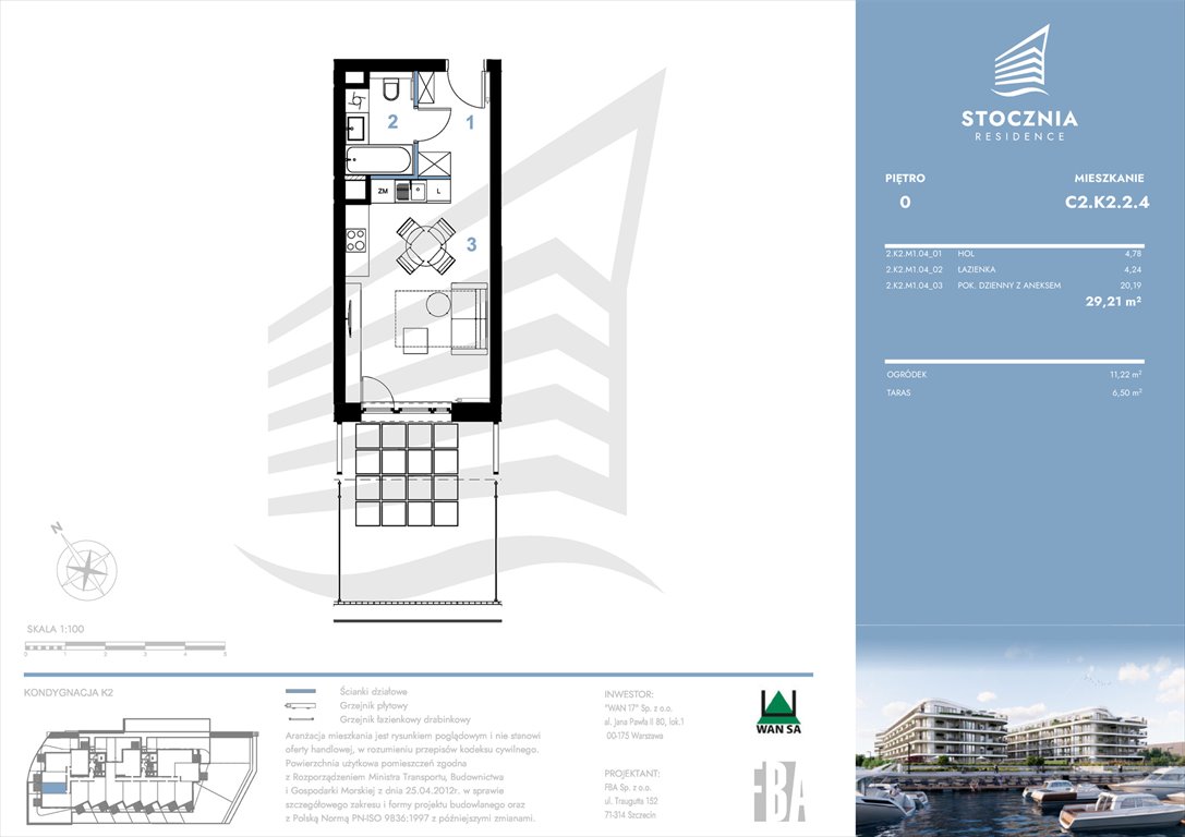 Nowa kawalerka Stocznia Residence Radziwie, ul. Popłacińska 42  29m2 Foto 1