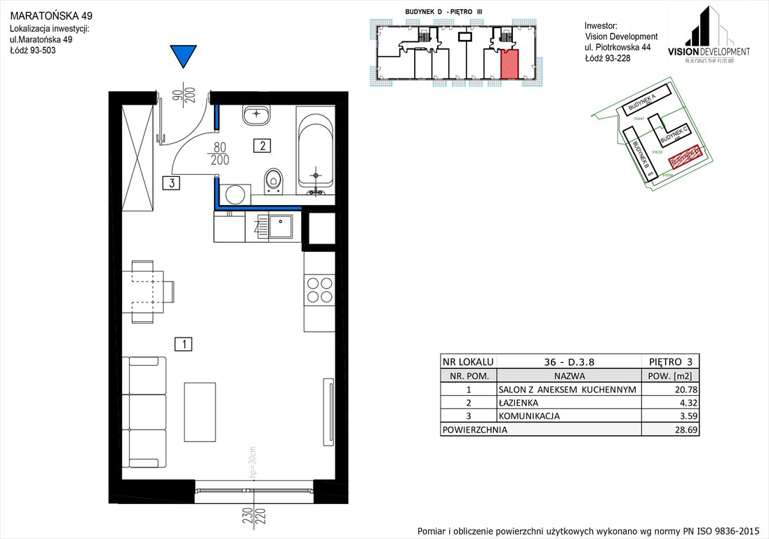 Nowa kawalerka Maratońska 49 Nowa Retkinia  Łódź, Retkinia, Maratońska 49C  29m2 Foto 1