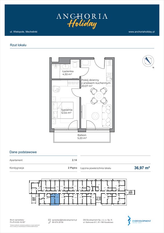 Nowe mieszkanie dwupokojowe Anchoria Holiday Mechelinki, Wielopole 36-38  37m2 Foto 1