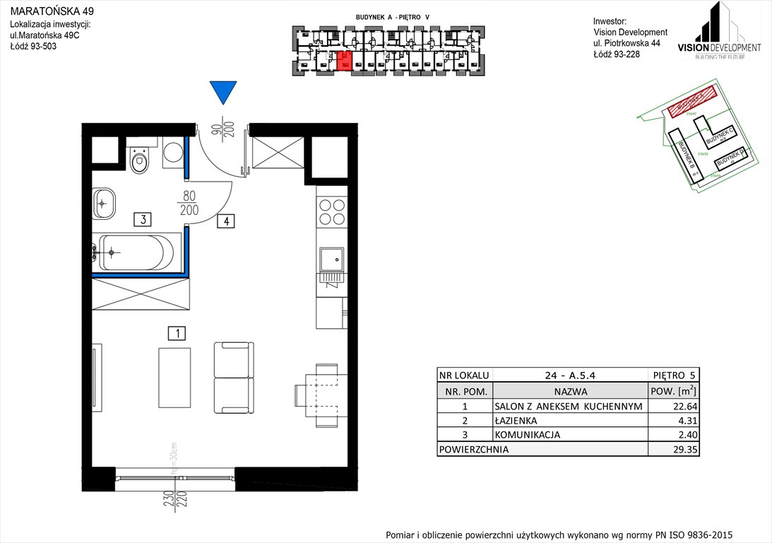 Nowa kawalerka Maratońska 49 Nowa Retkinia  Łódź, Retkinia, Maratońska 49C  29m2 Foto 1