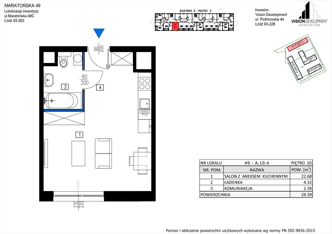 Nowa kawalerka Maratońska 49 Nowa Retkinia  Łódź, Retkinia, Maratońska 49C  29m2 Foto 1