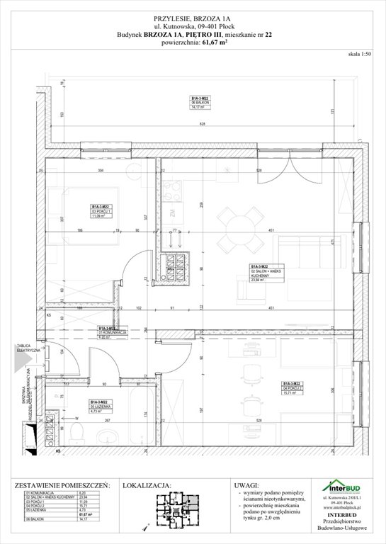 Nowe mieszkanie trzypokojowe Przylesie 2 Płock, Góry, Kutnowska 28P, 28R  62m2 Foto 1