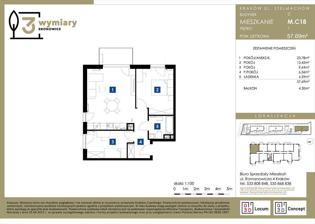 Nowe mieszkanie trzypokojowe 3 Wymiary Bronowice Kraków, Bronowice Wielkie, Stelmachów  58m2 Foto 1