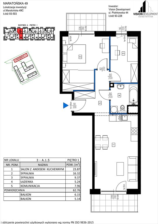 Nowe mieszkanie trzypokojowe Maratońska 49 Nowa Retkinia  Łódź, Retkinia, Maratońska 49C  63m2 Foto 1