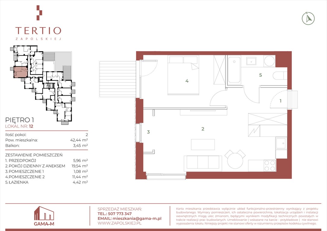 Nowe mieszkanie dwupokojowe Tertio Zapolskiej Kraków, Bronowice, Gabrieli Zapolskiej 21  42m2 Foto 1