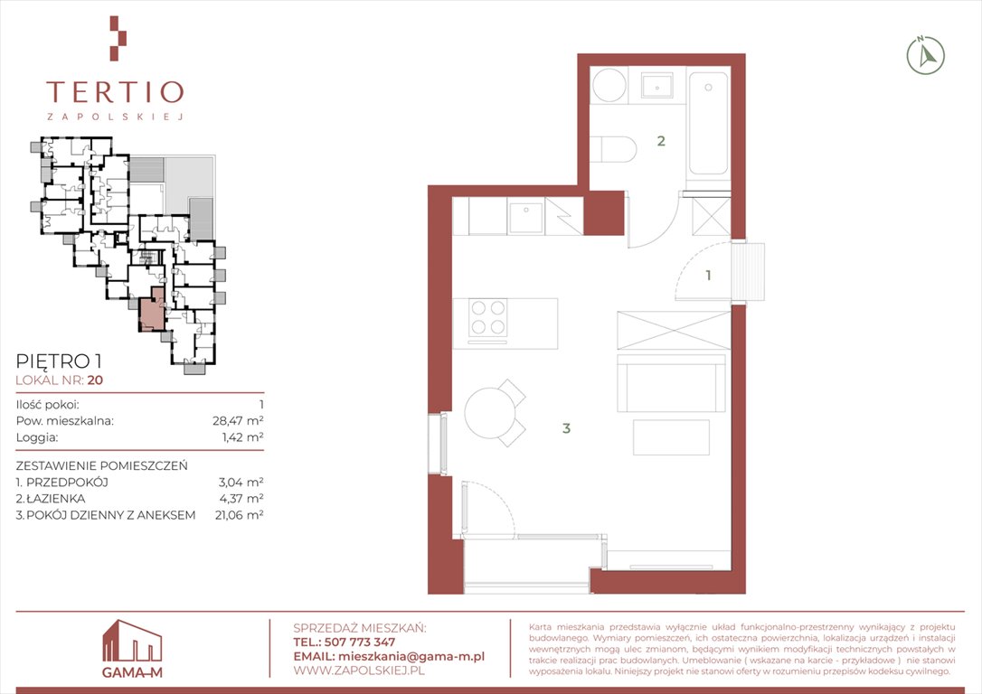Nowa kawalerka Tertio Zapolskiej Kraków, Bronowice, Gabrieli Zapolskiej 21  28m2 Foto 1