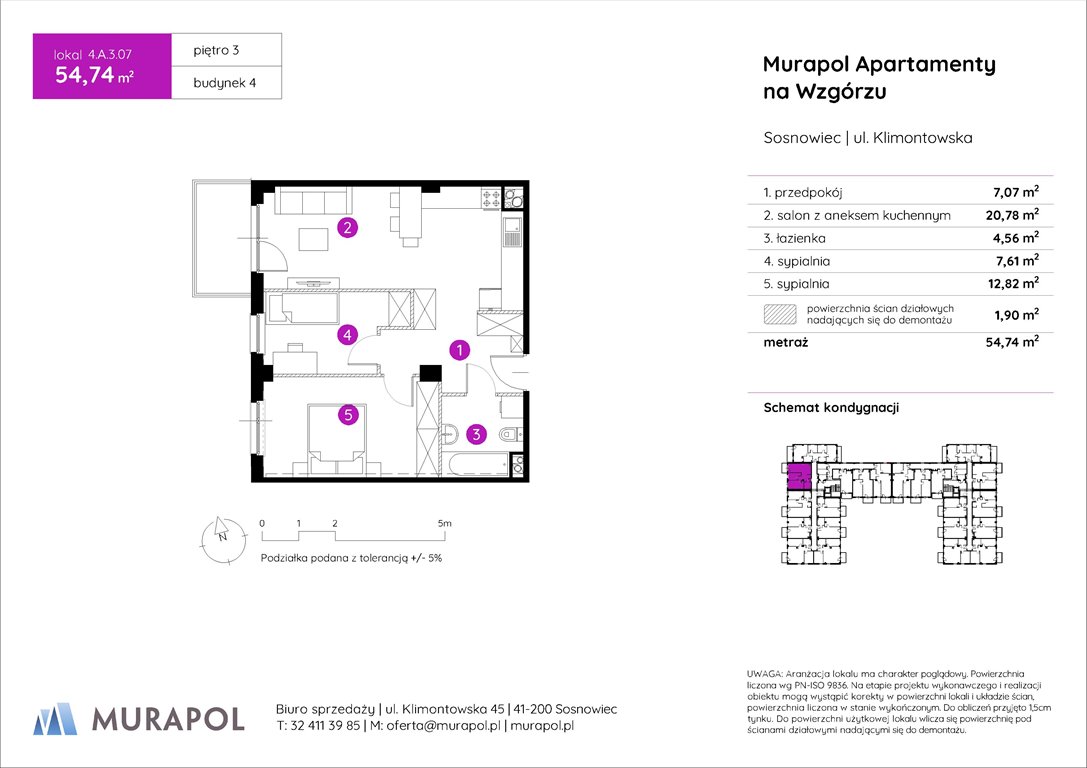 Nowe mieszkanie trzypokojowe Murapol Apartamenty na Wzgórzu Sosnowiec, ul. Klimontowska  55m2 Foto 1