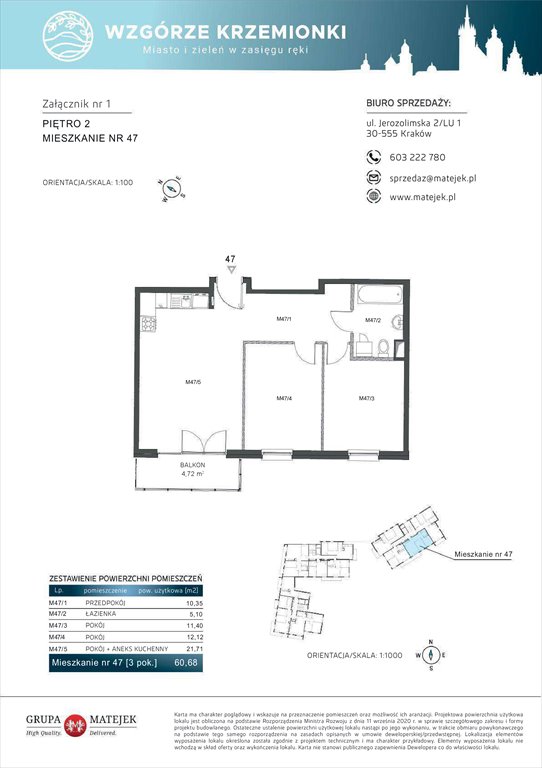 Nowe mieszkanie trzypokojowe WZGÓRZE KRZEMIONKI 2 Kraków, Podgórze, Jerozolimska 4  61m2 Foto 1