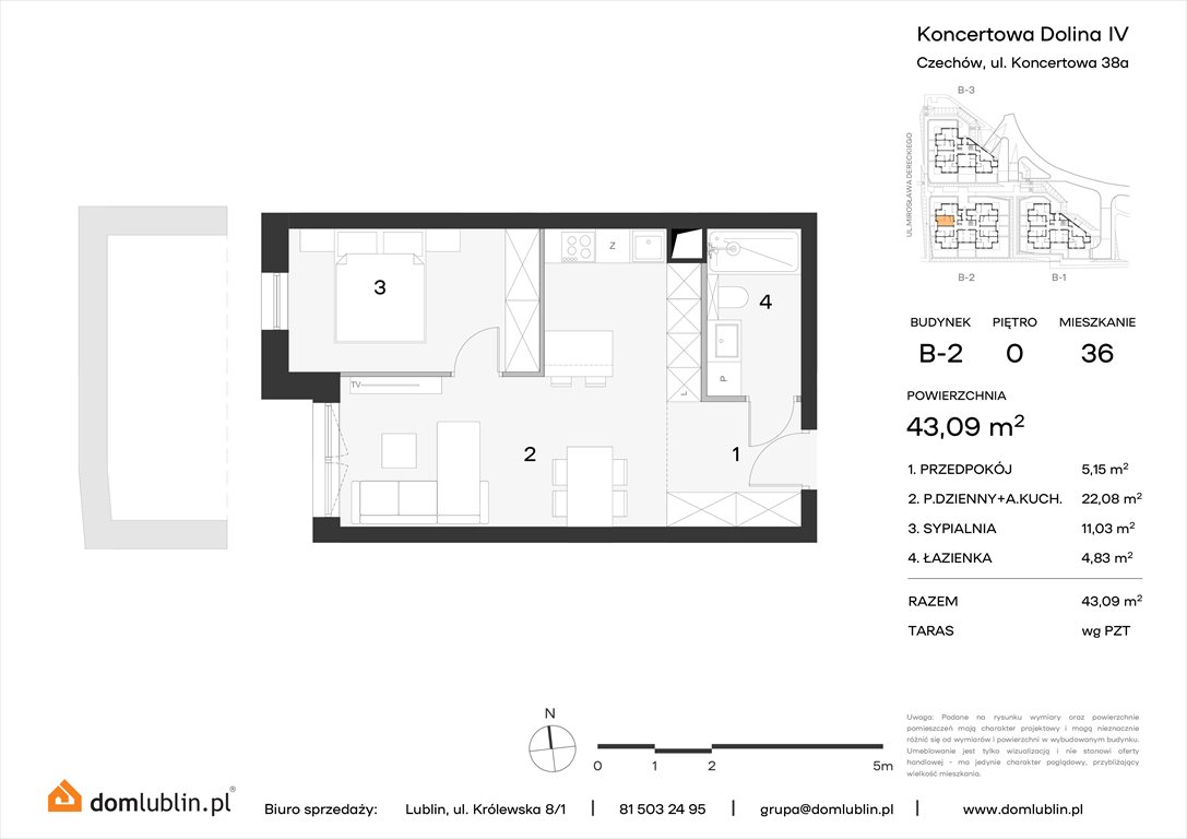 Nowe mieszkanie dwupokojowe Koncertowa Dolina Lublin, Choiny, Koncertowa  43m2 Foto 1