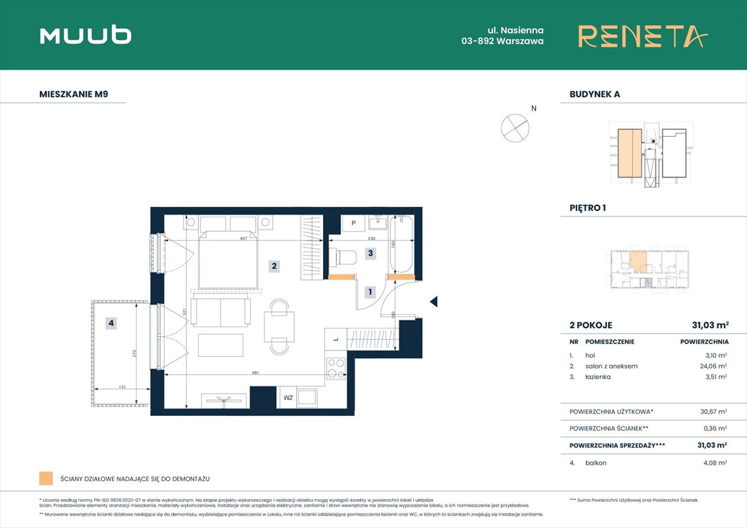 Nowa kawalerka RENETA Warszawa, Włochy, Nasienna 11  31m2 Foto 1