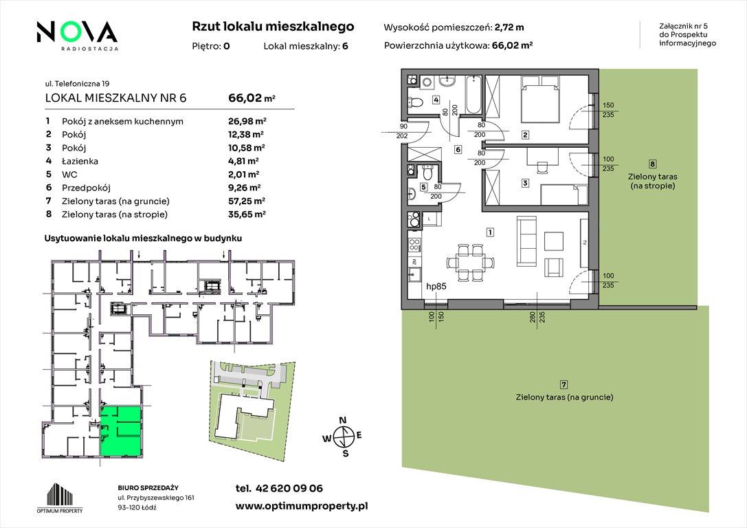 Nowe mieszkanie trzypokojowe NOVA RADIOSTACJA  Łódź, Śródmieście, ul. Telefoniczna 19  66m2 Foto 1