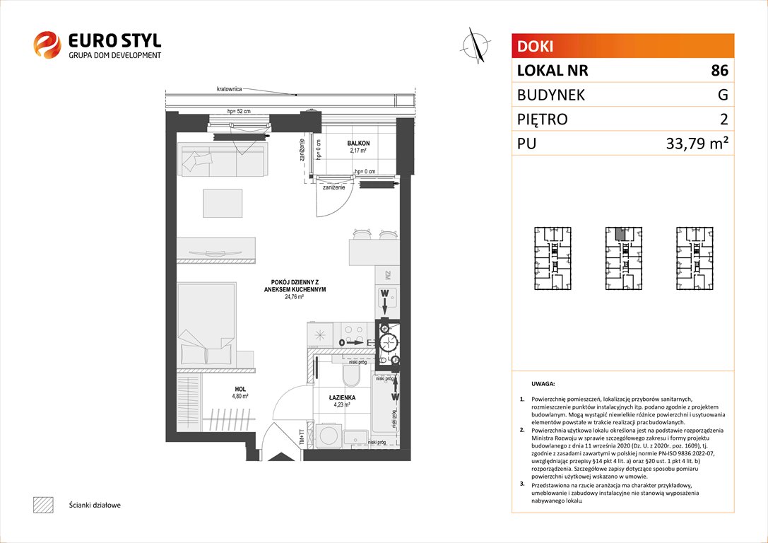 Nowa kawalerka DOKI LIVING Gdańsk, Śródmieście, ks. Jerzego Popiełuszki/Rybaki Górne  34m2 Foto 1