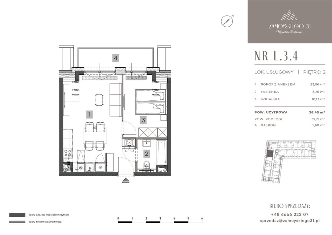 Nowe mieszkanie dwupokojowe Zamoyskiego 31 Zakopanego, Zamoyskiego 31  36m2 Foto 1