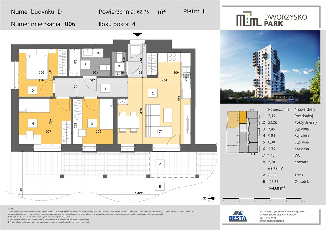 Nowe mieszkanie czteropokojowe  Dworzysko Park Rzeszów, Przybyszówka, Dworzysko  63m2 Foto 1