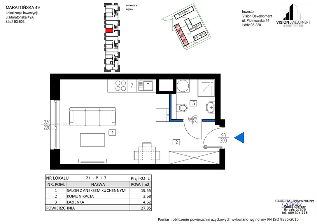 Nowa kawalerka Maratońska 49 Nowa Retkinia  Łódź, Retkinia, Maratońska 49C  28m2 Foto 1