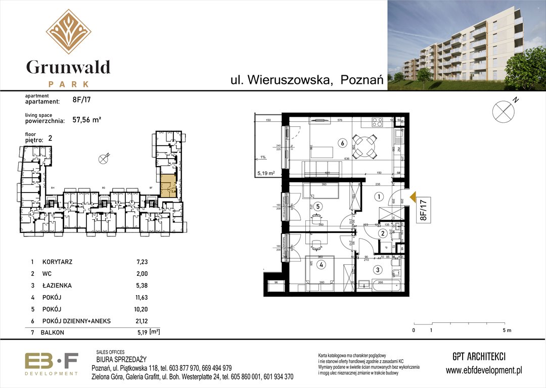 Nowe mieszkanie trzypokojowe Grunwald Park - ul. Wieruszowska 8 Poznań, Grunwald, Wieruszowska 8  58m2 Foto 1