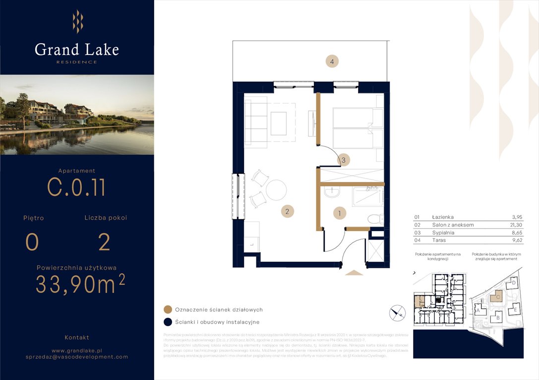 Nowe mieszkanie dwupokojowe Grand Lake Mikołajki, Kajki 124  34m2 Foto 1