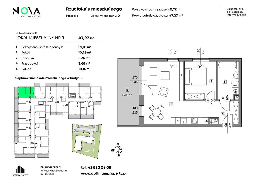 Nowe mieszkanie dwupokojowe NOVA RADIOSTACJA  Łódź, Śródmieście, ul. Telefoniczna 19  47m2 Foto 1