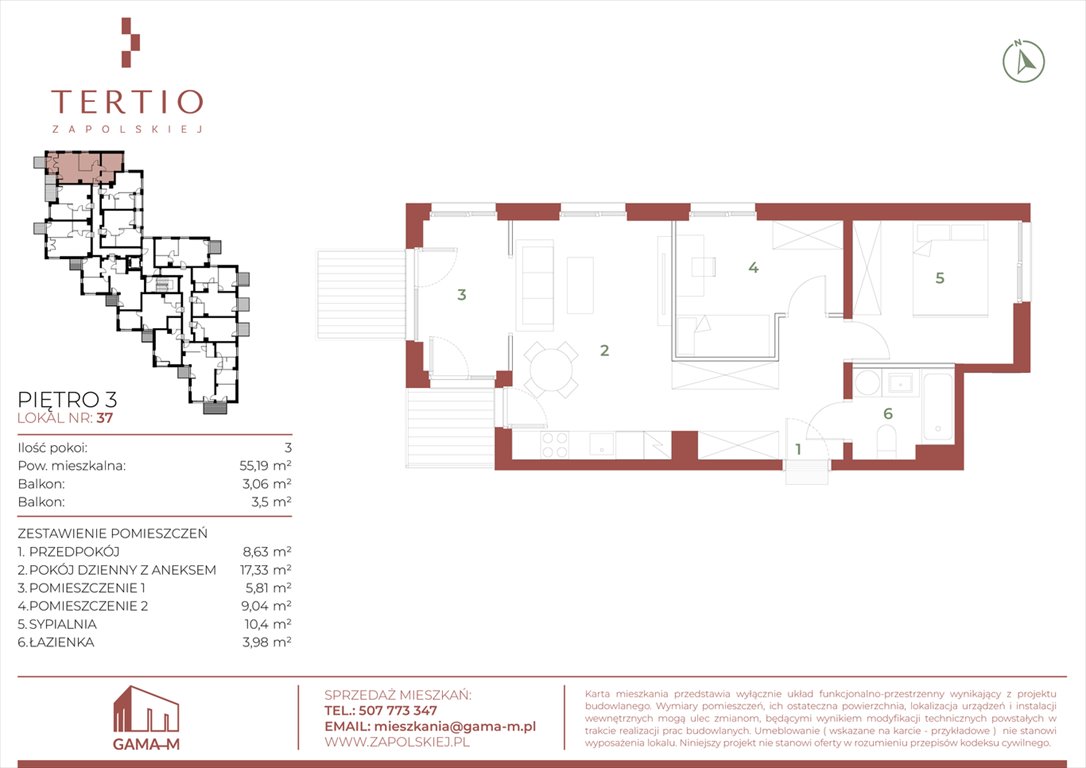 Nowe mieszkanie trzypokojowe Tertio Zapolskiej Kraków, Bronowice, Gabrieli Zapolskiej 21  55m2 Foto 1