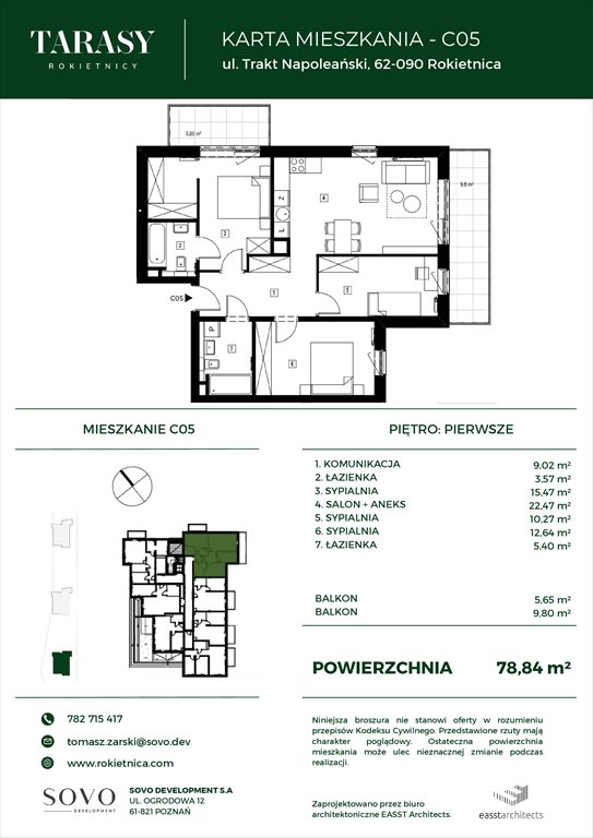 Nowe mieszkanie czteropokojowe  Tarasy Rokietnicy Rokietnica, Trakt Napoleoński  79m2 Foto 1