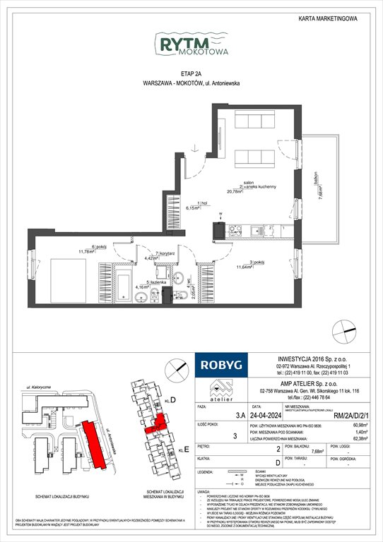 Nowe mieszkanie trzypokojowe Rytm Mokotowa Warszawa, Mokotów, Antoniewska  61m2 Foto 1