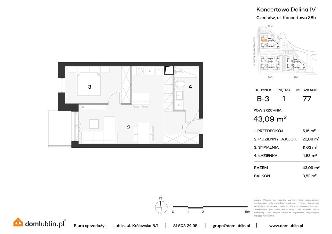 Nowe mieszkanie dwupokojowe Koncertowa Dolina Lublin, Choiny, Koncertowa  43m2 Foto 1