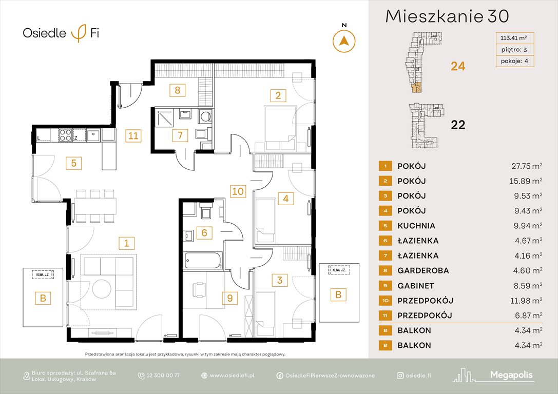 Nowe mieszkanie czteropokojowe  Osiedle FI Kraków, Rzemieślnicza 22-24  113m2 Foto 1