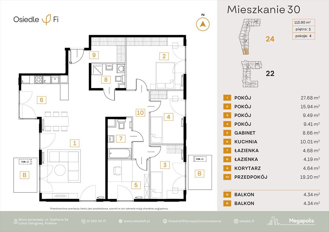 Nowe mieszkanie czteropokojowe  Osiedle FI 3 Kraków, Podgórze, Rzemieślnicza 22-24  113m2 Foto 1