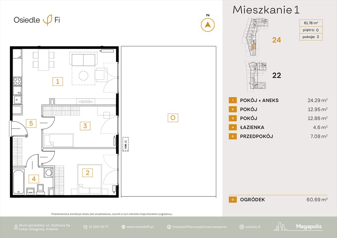 Nowe mieszkanie trzypokojowe Osiedle FI Kraków, Rzemieślnicza 22-24  62m2 Foto 1