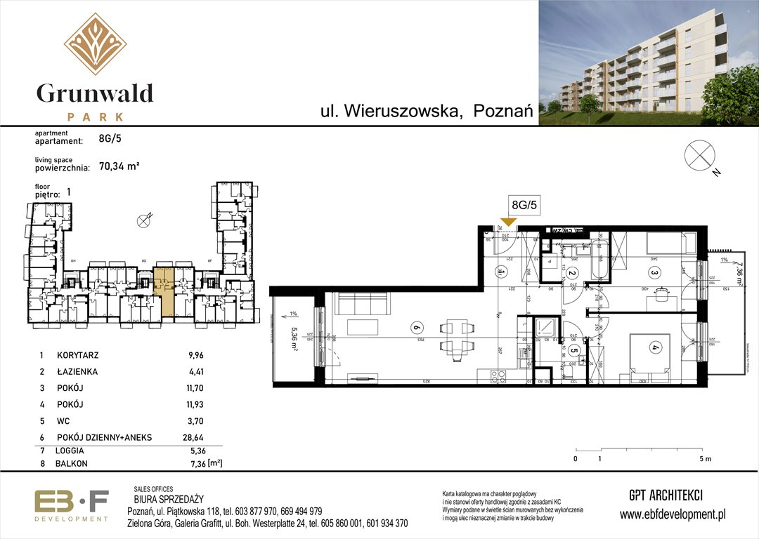 Nowe mieszkanie trzypokojowe Grunwald Park - ul. Wieruszowska 8 Poznań, Grunwald, Wieruszowska 8  70m2 Foto 1