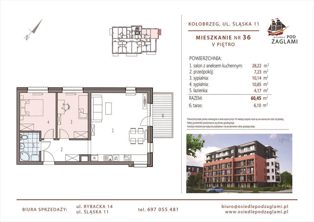 Nowe mieszkanie trzypokojowe Osiedle Pod Żaglami Kołobrzeg, Śląska 11  60m2 Foto 1