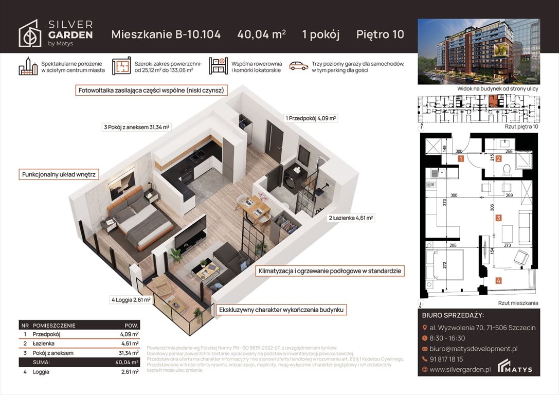 Nowa kawalerka Silver Garden Szczecin, Centrum, al. Wyzwolenia 70 / ul. Staszica 21  39m2 Foto 1