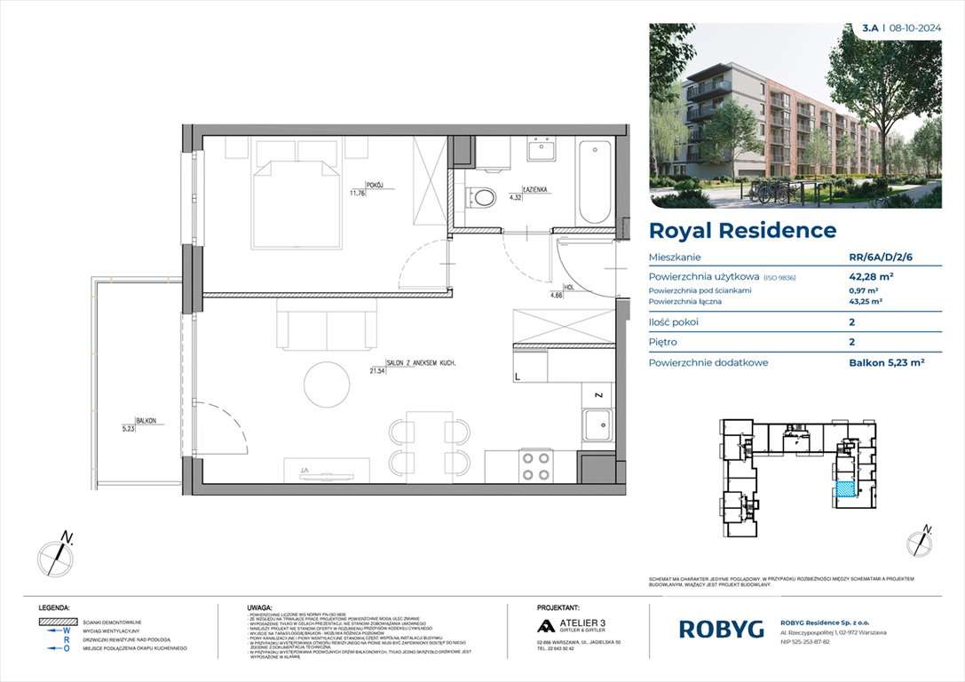 Nowe mieszkanie dwupokojowe Royal Residence Warszawa, Wilanów, Sarmacka  42m2 Foto 1