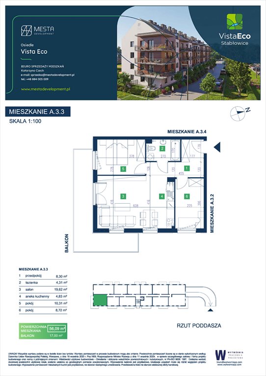 Nowe mieszkanie trzypokojowe Vista Eco  Wrocław, Fabryczna, Stabłowice, Łomnicka  56m2 Foto 1