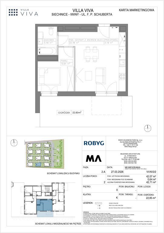 Nowe mieszkanie dwupokojowe VILLA VIVA Wrocław, Iwiny, ul. Franza Petera Schuberta  42m2 Foto 1