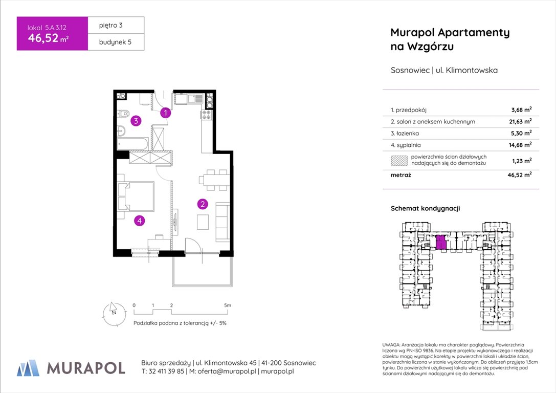 Nowe mieszkanie dwupokojowe Murapol Apartamenty na Wzgórzu Sosnowiec, ul. Klimontowska  47m2 Foto 1