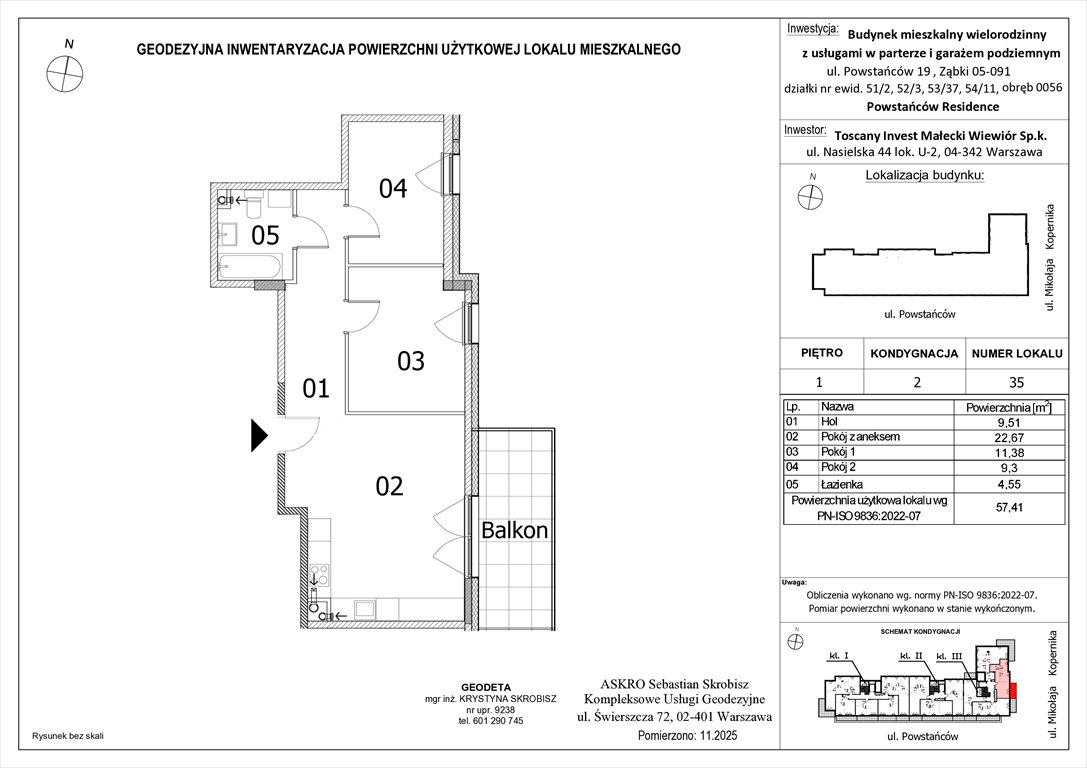 Nowe mieszkanie trzypokojowe Powstańców Residence Ząbki, Powstańców 19  57m2 Foto 1