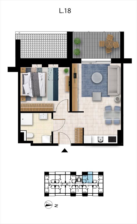 Nowe mieszkanie trzypokojowe Sunset Resort Grzybowo, Nadmorska 98 -106  44m2 Foto 1