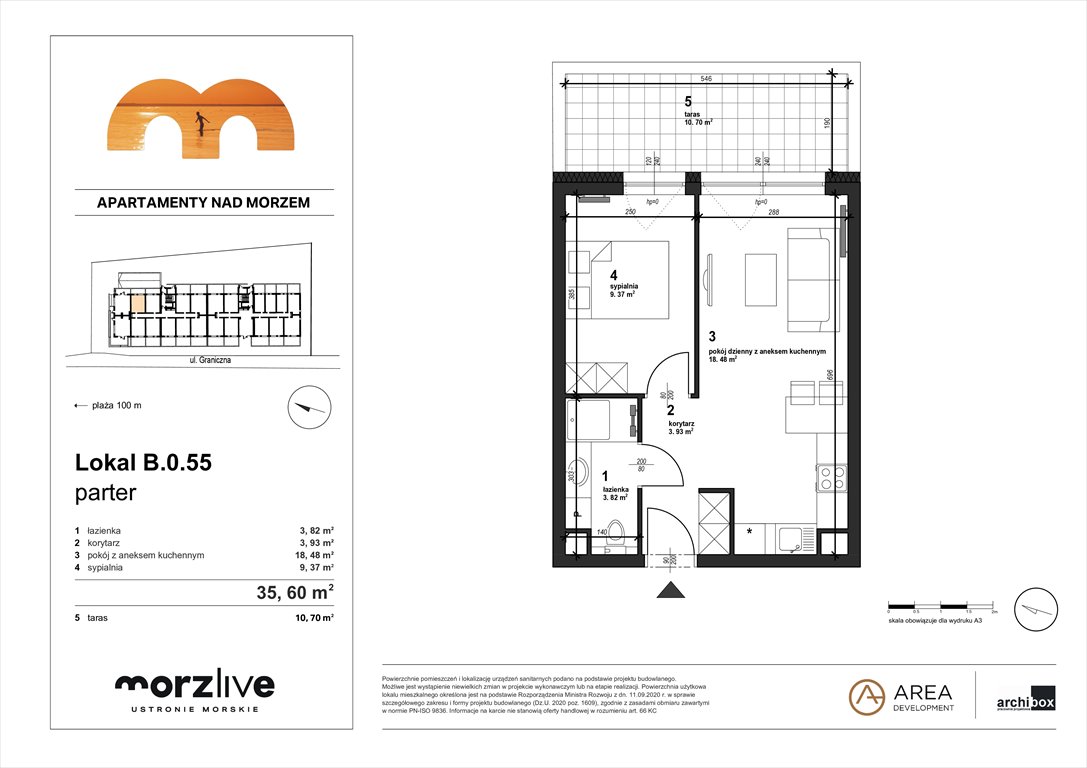 Nowe mieszkanie dwupokojowe MORZLIVE Ustronie Morskie, Graniczna 4  36m2 Foto 1