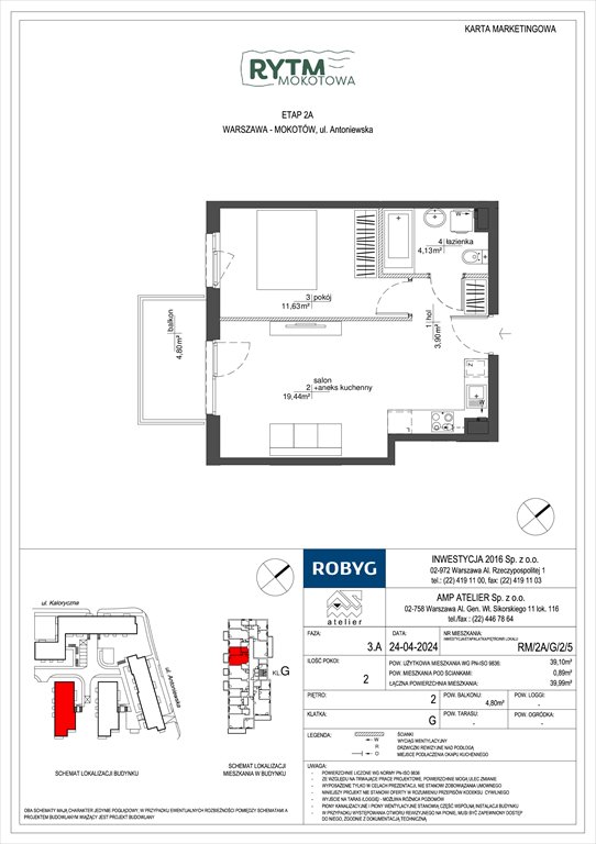 Nowe mieszkanie dwupokojowe Rytm Mokotowa Warszawa, Mokotów, Antoniewska  39m2 Foto 1